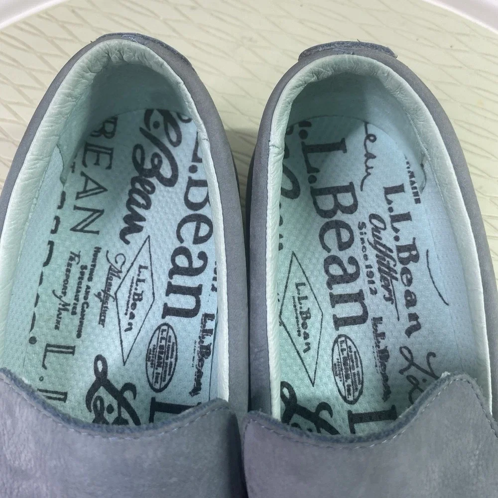 LL Bean Eco Bay‎ Womens Suede Leather Slip-On Shoes Green Comfort Flats 8.5M